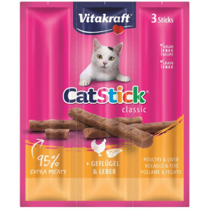 Vitakraft Catsticks Mini Gevogelte/Lever kattensnoep 3 stuks