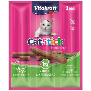 Vitakraft Catsticks Mini Kip/Kattengras kattensnoep 3 stuks