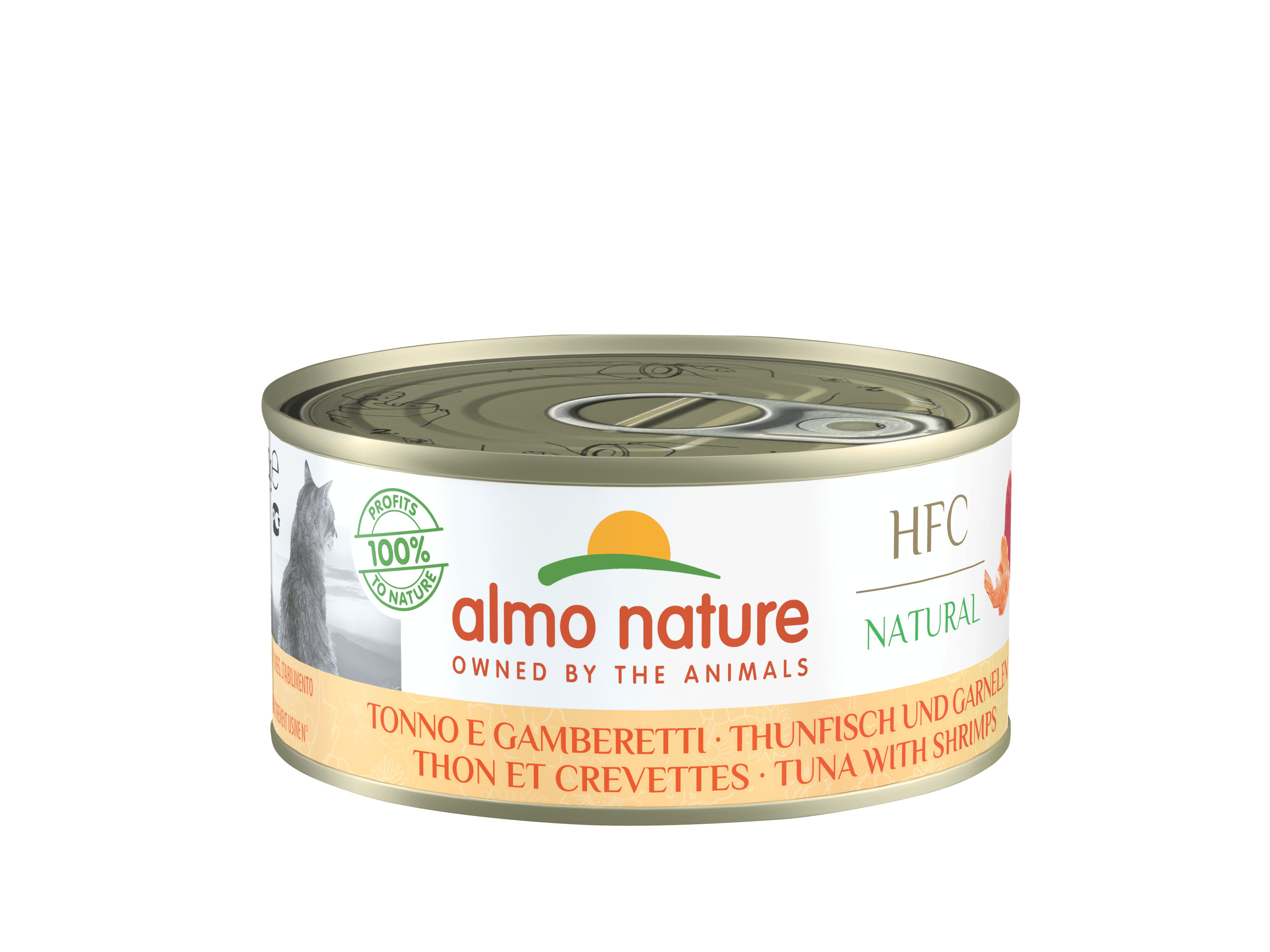 Afbeelding van 12x150 g Natural Tonijn en Garnalen natvoer kat (150 g) Almo Nature