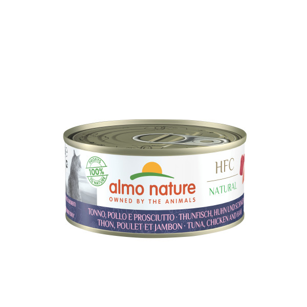 Almo Nature Almo Nature HFC Natural met tonijn, kip en ham natvoer kat (150 g) 24 x 150 g
