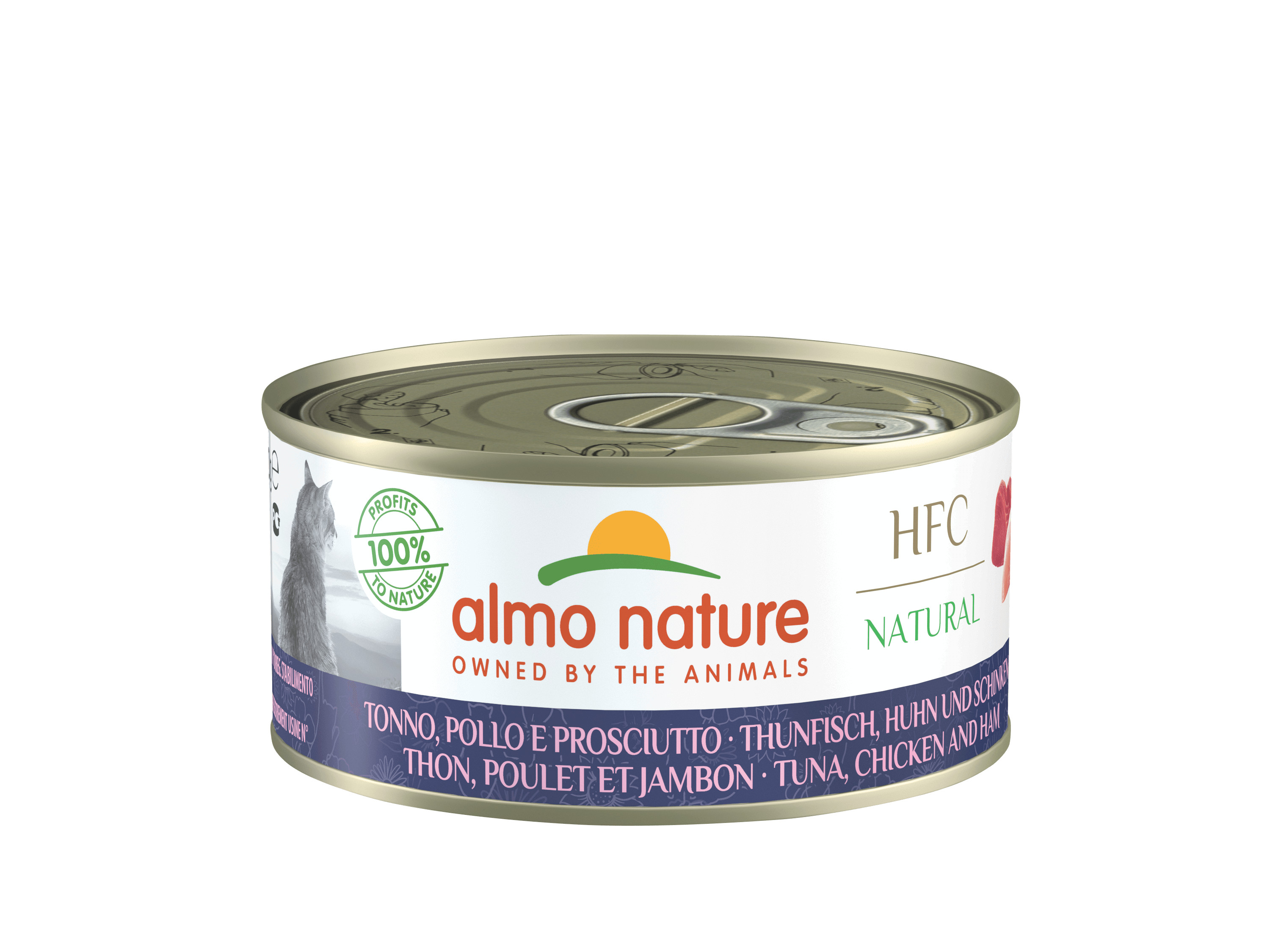 Afbeelding van 24x150 g Natural met tonijn, kip en ham natvoer kat Almo Nature