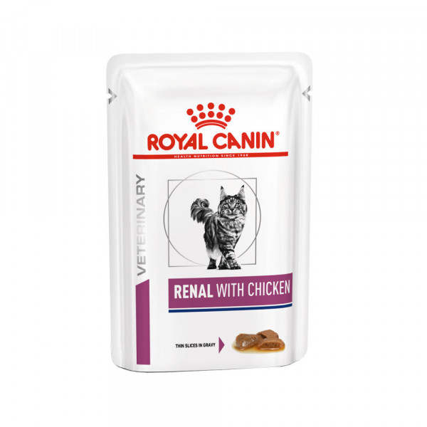 Royal Canin Veterinary Renal met kip natvoer kat 8 dozen (96 x 85 g)