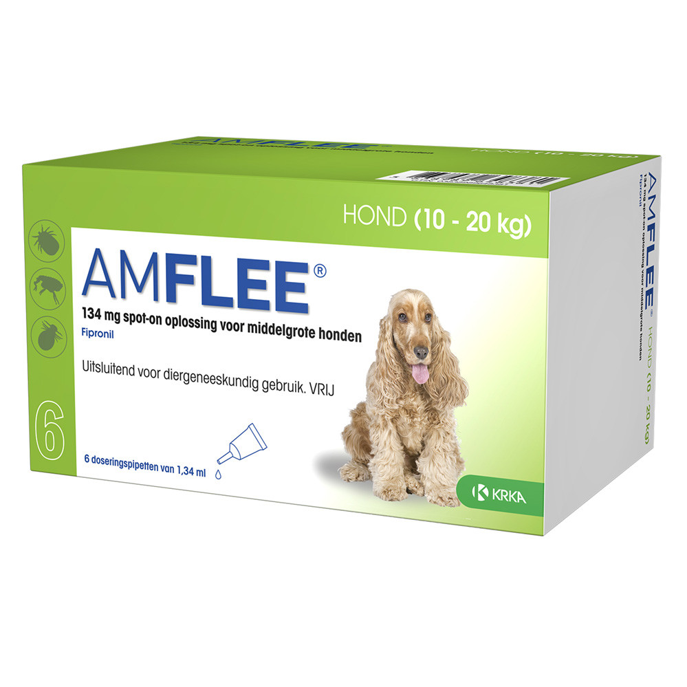 Amflee 134 mg spot-on hond M 6 pipetten