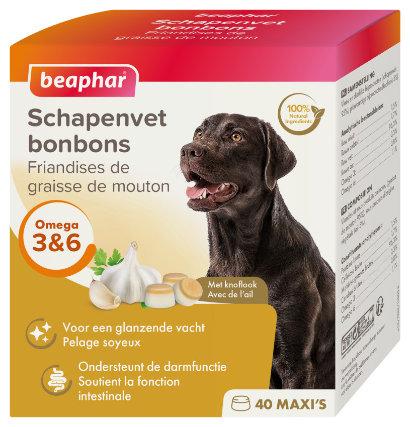 Beaphar Schapenvet bonbons met knoflook voor de hond