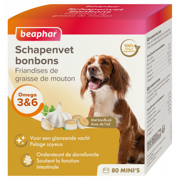 Beaphar Schapenvet Mini bonbons met knoflook voor de hond 1 verpakking