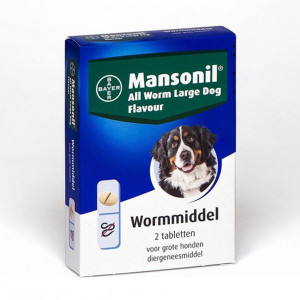 Afbeelding Mansonil All Worm Xl Dog Tasty Bone - Anti wormenmiddel - 2 tab 1 Tab Per 35kg door Brekz.nl