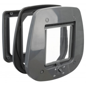 Afbeelding Trixie 4-weg Kattenluik voor Glas - Grijs - 27 x 26 cm door Brekz.nl