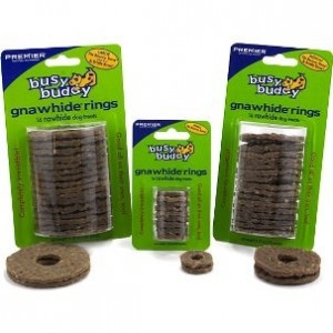 Afbeelding Busy Buddy Gnawhide Rings rawhide voor de hond Small door Brekz.nl