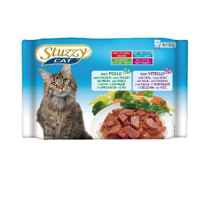 Afbeelding Stuzzy Multi-Pack Pouch - Kattenvoer - Kip Kalfsvlees 4x100 g door Brekz.nl