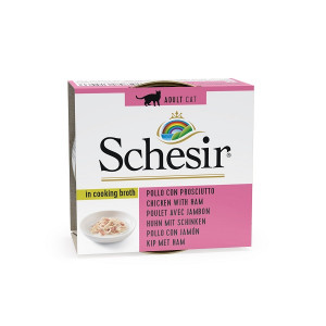 Afbeelding Schesir Kipfilet met ham kattenvoer Per 14 door Brekz.nl
