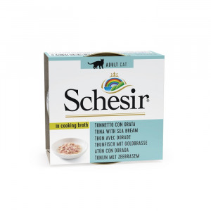 Afbeelding Schesir bouillon tonijn / dorade kattenvoer 70 gr door Brekz.nl