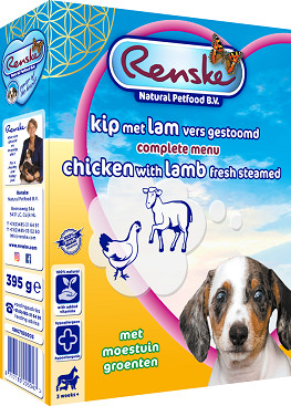 Renske Vers Gestoomd Puppy/Junior kip en lam hondenvoer