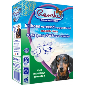 Afbeelding Renske Vers Kalkoen en Eend hondenvoer 1 tray (10 x 395 gram) door Brekz.nl