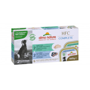 Almo Nature HFC Complete multipack vis nat hondenvoer 85 gr 1 tray ( 4 x 85 gram)