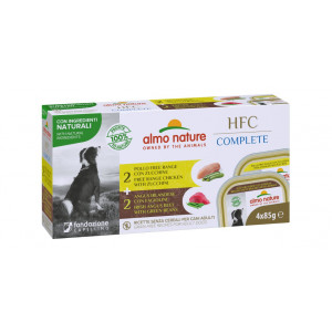 Almo Nature HFC Complete multipack rund / kip nat hondenvoer 85 gr 1 tray ( 4 x 85 gram)