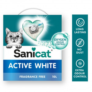 Afbeelding Sanicat Active White kattengrit 10 liter door Brekz.nl