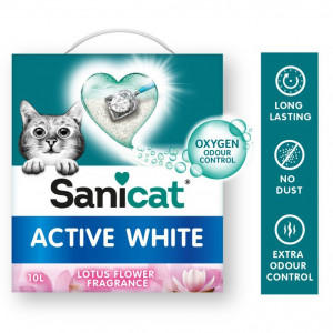 Afbeelding Sanicat Active White Lotus Flower kattengrit 10 liter door Brekz.nl