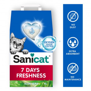 Afbeelding Sanicat Aloe Vera kattengrit 4 liter door Brekz.nl