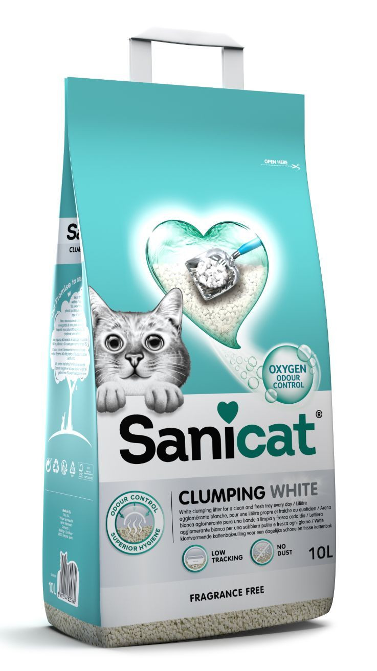 Sanicat Clumping White kattengrit geurloos 10L