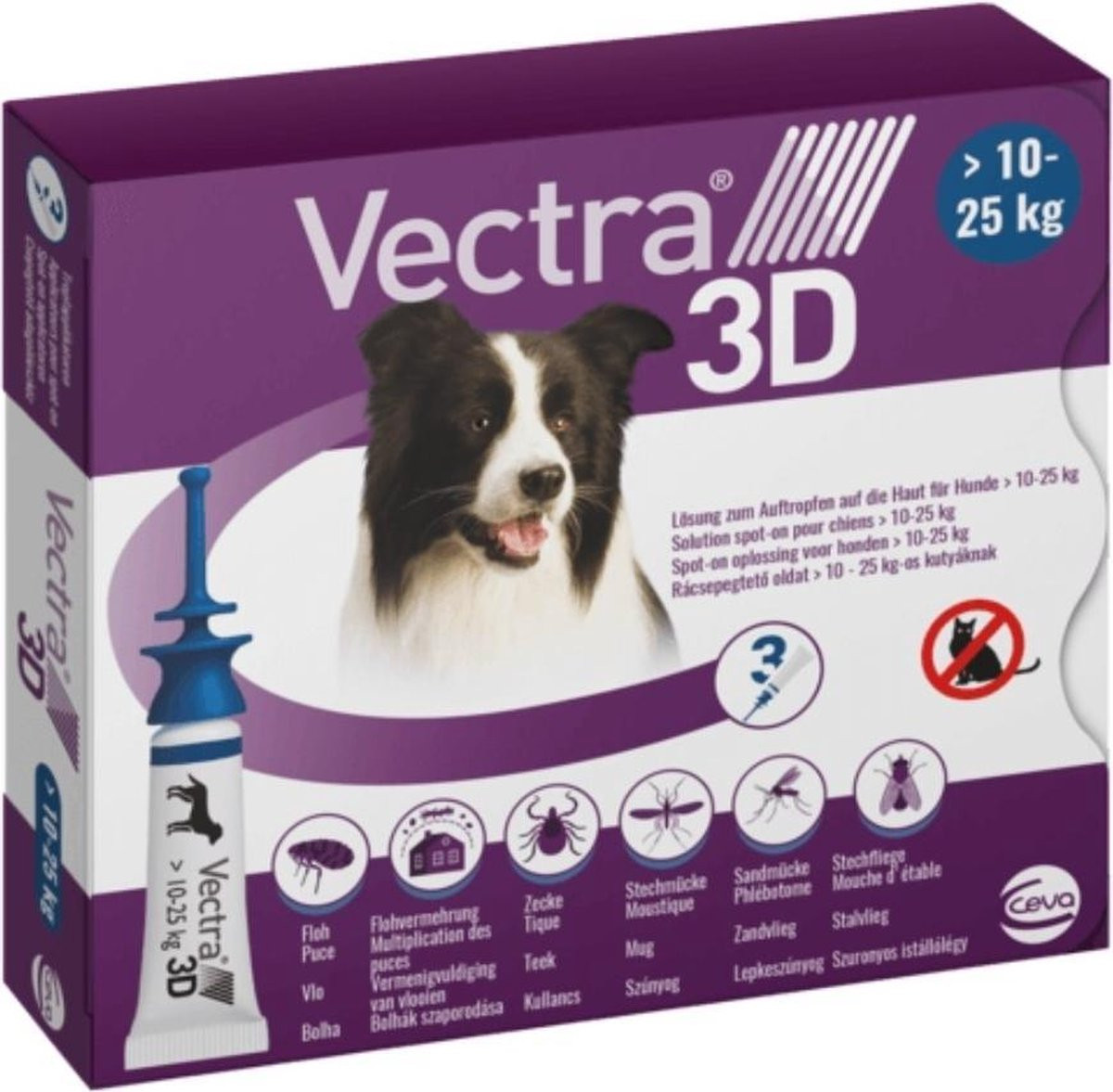 Vectra 3D M Spot-on hond 10 - 25 Kg (3 pipetten)