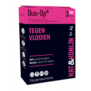 Duo-Op spot-on anti-vlooienmiddel voor kat en konijn 80mg (4+ kg) 4 x 3 pipetten afbeelding