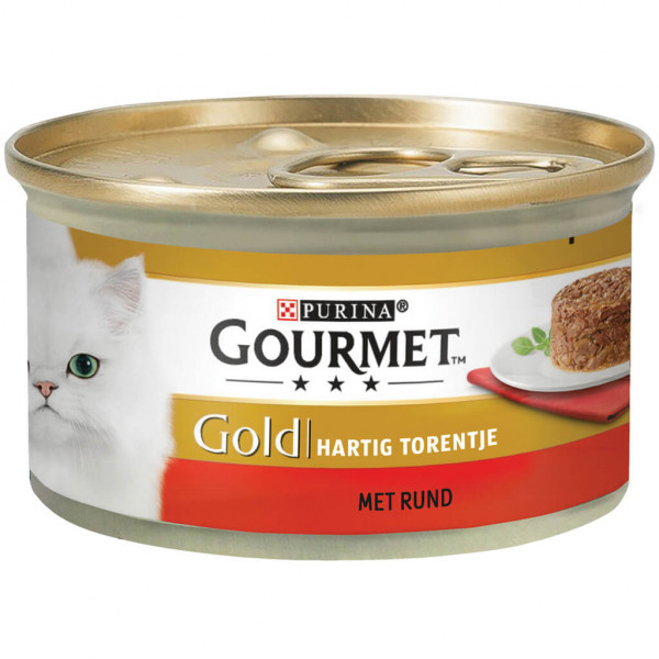 Gourmet Gourmet Gold Hartig Torentje met rund natvoer kat (85 g) 1 tray (24 x 85 g)