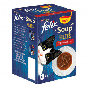 Felix Soup Filets met rund/kip/lam kattensoep (6x48g) 4 x (6 x 48 gr)