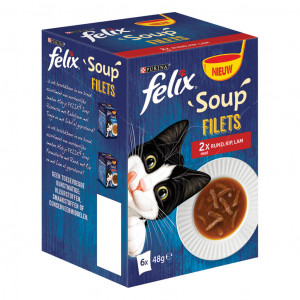 Afbeelding Felix Soup Filets met rund/kip/lam kattensoep (6x48g) 1 doos door Brekz.nl