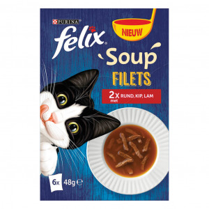 Afbeelding Felix Soup Filets met rund/kip/lam kattensoep (6x48g) 1 doos door Brekz.nl