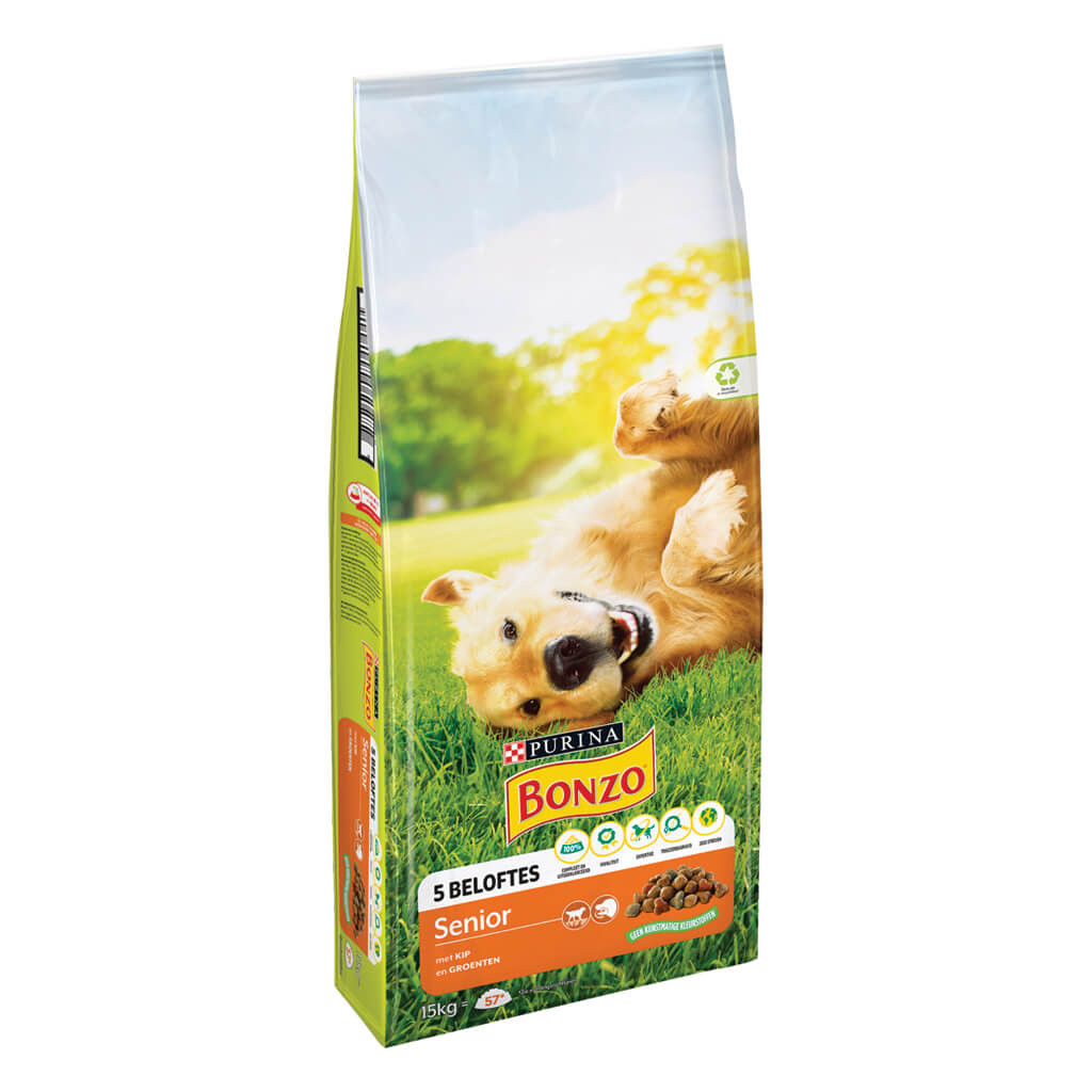 Purina Bonzo Senior hondenvoer met kip en groenten