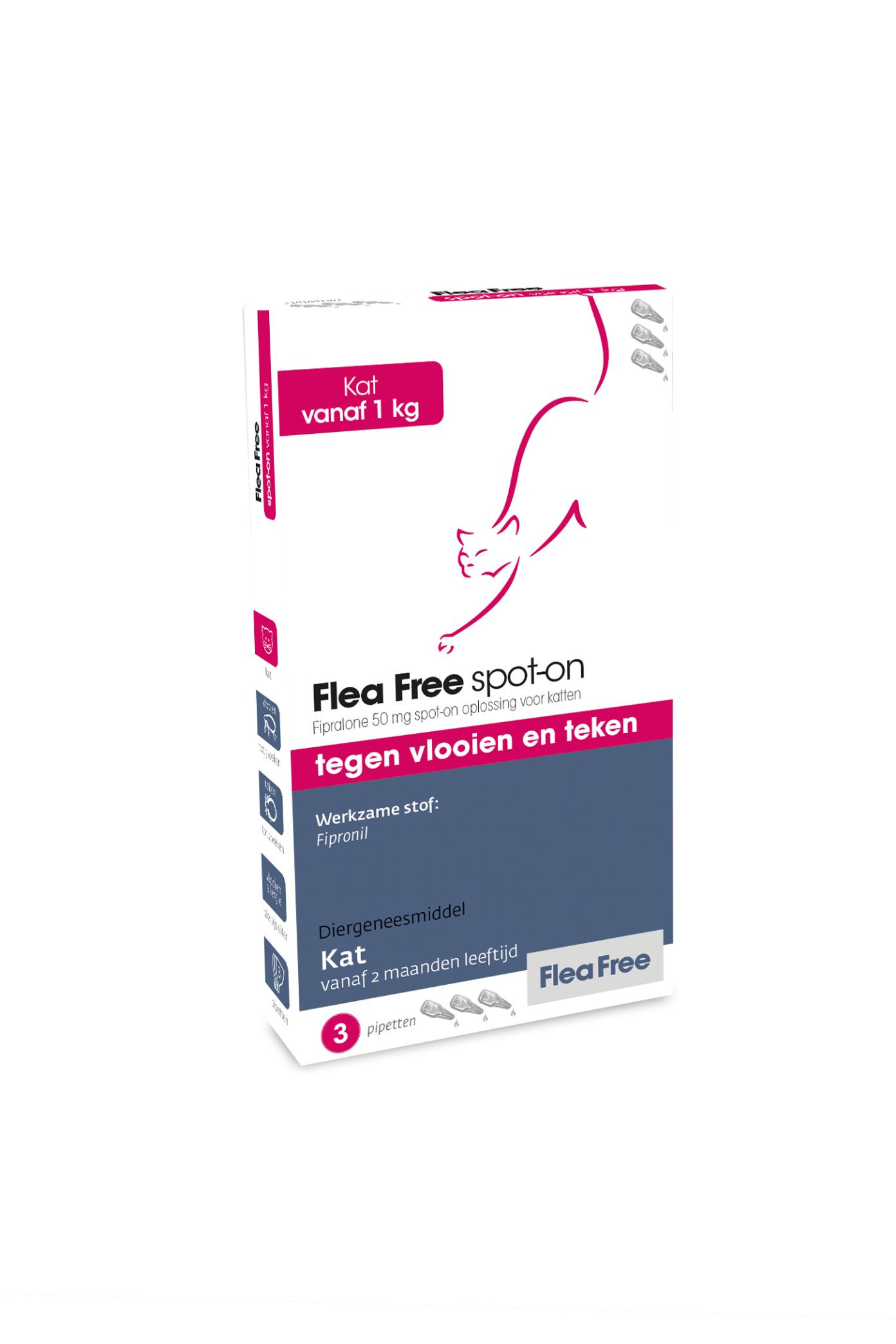 Flea Free Fipralone Spot-on Kat 1 tot 12 kg