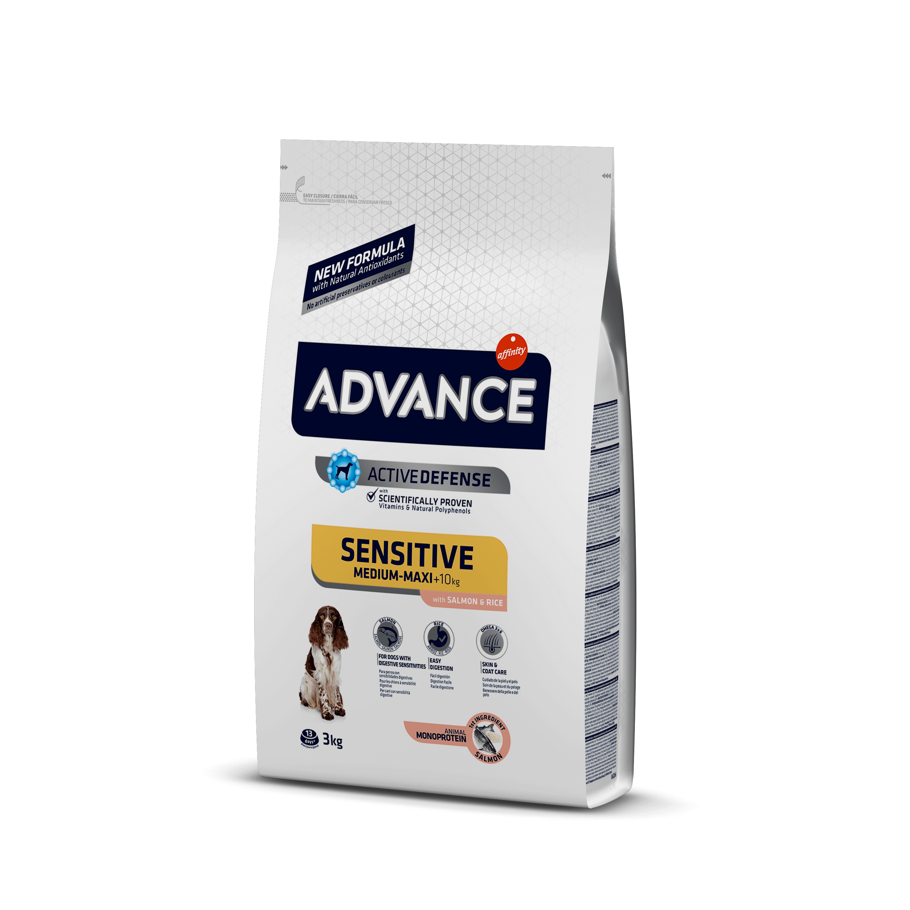 Afbeelding van 12 kg Advance Sensitive Medium Maxi met zalm en rijst hondenvoer