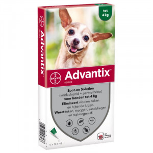 Afbeelding Advantix 40/200 voor honden tot 4 kg 4 pipetten door Brekz.nl