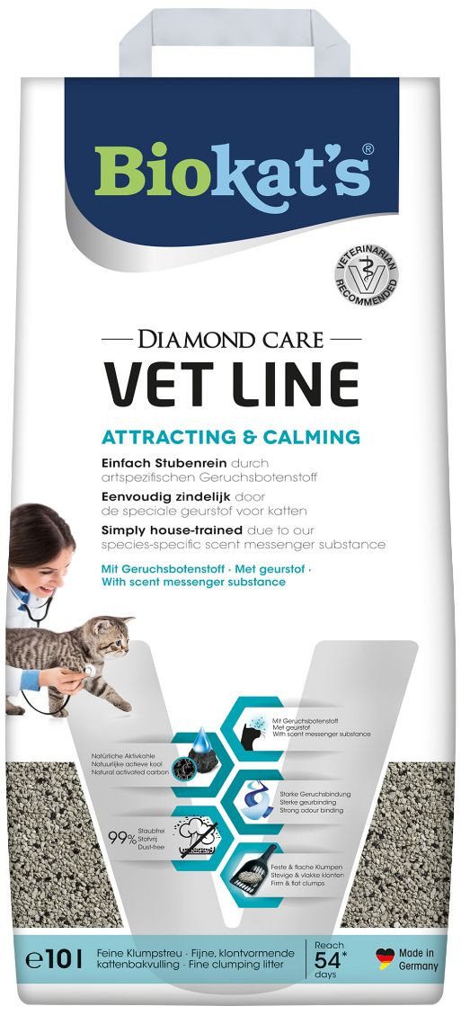 Afbeelding van 10 Liter Kattengrit | Biokat's Diamond Care Vet Line Attracting & Calming Kattenbakvulling