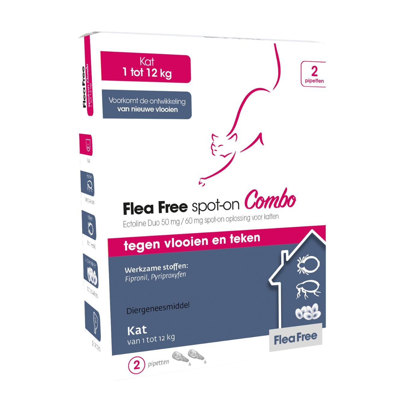 Afbeelding Flea Free Spot-On Combo voor katten 4 pipetten door Brekz.nl