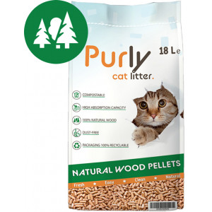Afbeelding Purly houtkorrels kattenbakvulling 18 L door Brekz.nl