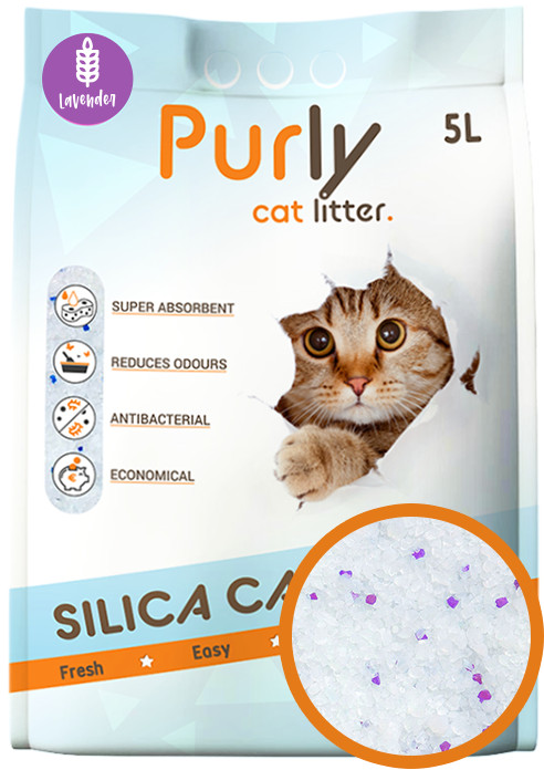 Afbeelding Purly silica kattengrit Lavender 5 liter (2,2kg) door Brekz.nl