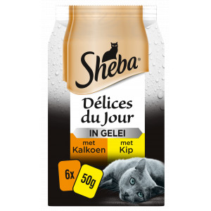 Afbeelding Sheba Délices du Jour met kip/kalkoen in gelei kattenvoer (6 x 50 g) Per verpakking door Brekz.nl