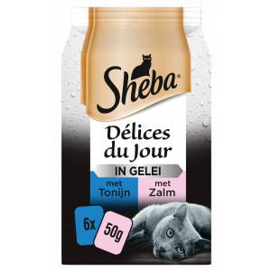 Afbeelding Sheba Délices du Jour met tonijn/zalm in gelei kattenvoer (6 x 50 g) Per verpakking door Brekz.nl