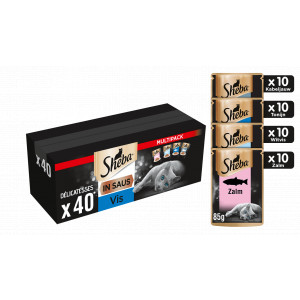 Sheba Delicatesses Vis in saus maaltijdzakjes kat voordeelpack (40 x 85 gr) 2 verpakkingen (80 x 85 