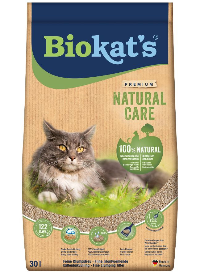 Afbeelding van 2x8 Liter Kattengrit | Zeer Goed Absorberend | Biokat‘s Natural Care Klontvormende Kattenbakvulling