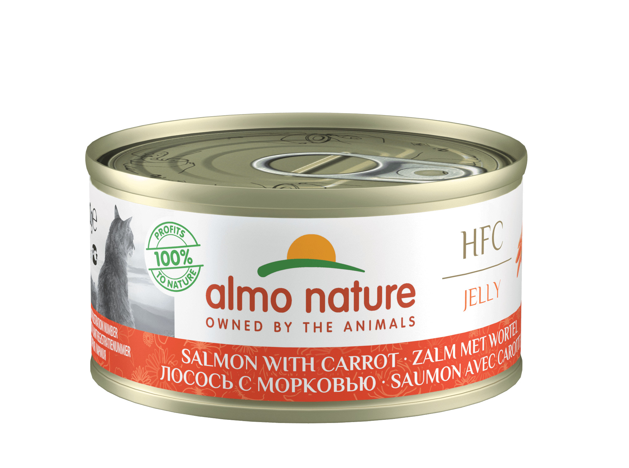 Afbeelding van 24x70 g Jelly zalm met wortel natvoer kat (70 g) Almo Nature