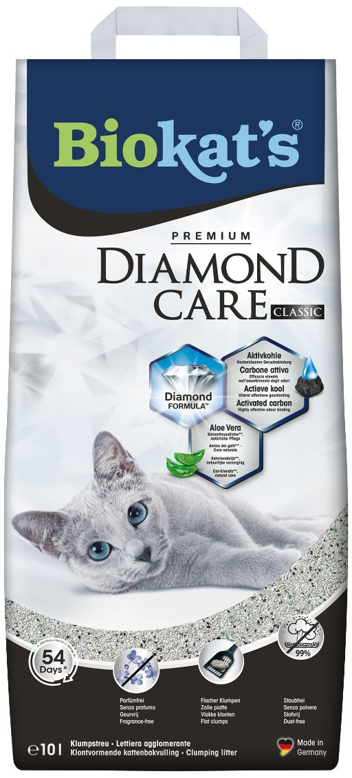 Afbeelding van 10 Liter Kattengrit | Vermindert Nare Geuren | Biokat’s Diamond Care Classic Kattenbakvulling