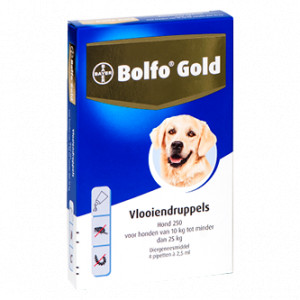 Bolfo Gold 250 hond vlooiendruppels 2 x 4 pipetten