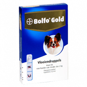 Bolfo Gold 40 hond vlooiendruppels 2 pipettenaBolfo Gold 40 Anti vlooienmiddel - Hond - 0 Tot 4 kg - 2 pipetten