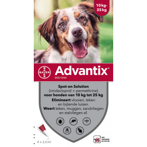 Afbeelding Advantix 250/1250 voor honden van 10 tot 25 kg 6 pipetten door Brekz.nl