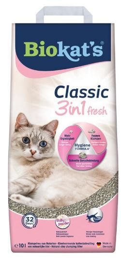 Afbeelding van 10 Liter Kattengrit | Babypoedergeur | Biokat's Classic Fresh 3in1 Babypoedergeur Kattenbakvulling