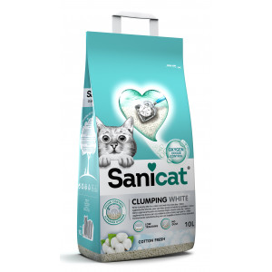 Sanicat Clumping White Cotton Fresh kattengrit 2 x 10 liter