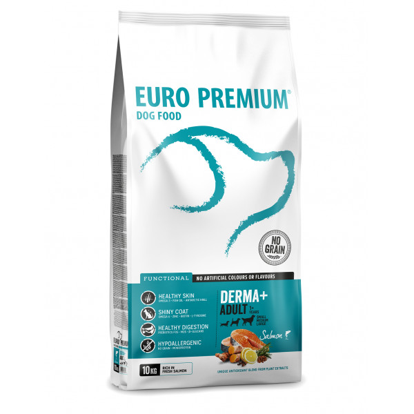 Euro Premium Euro Premium Grainfree Adult Derma+ Salmon & Potato hondenvoer 10 kg