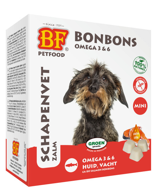 Afbeelding van 1 Verpakking Hondensnacks | BF Petfood Schapenvet Mini Bonbons Met Zalm Biofood